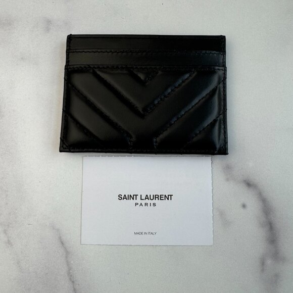 New Saint Laurent Joan Card Case Black Quilted Leather Authentic $330 Retail - Picture 3 of 7